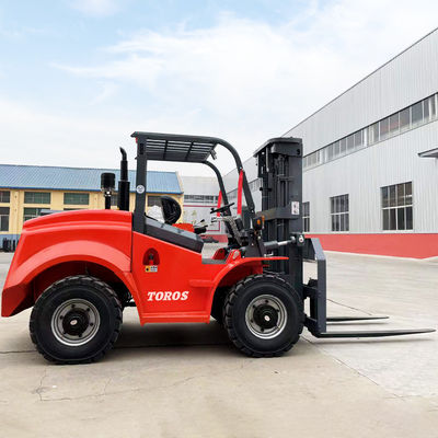 satın al 4 tekerlekli 5000 lbs küçük engebeli arazi forklift otomatik şanzıman online manufacture
